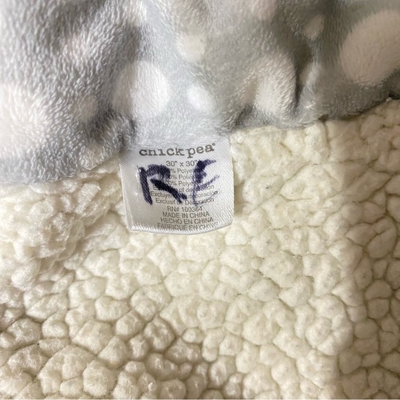 Chick Pea Blue Gray Ribbed Trim Baby Blanket Soft Plush Solid Elephant 30x30 - Picture 5 of 9